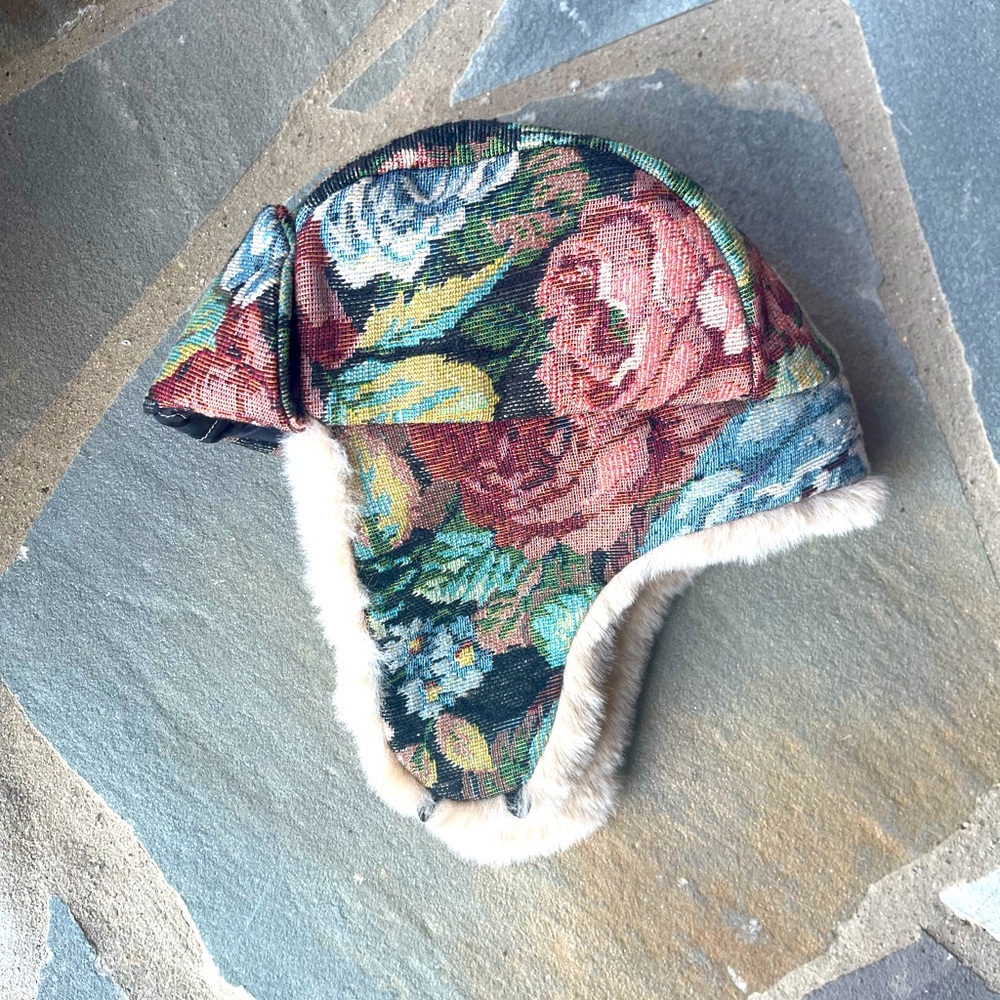 Anthropologie Brocade Trapper Hat- beige